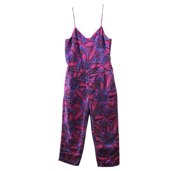 J. Crew Pants - J. Crew Silk Jumpsuit Womens Size 10 Midnight Floral Cami Purple V-Neck